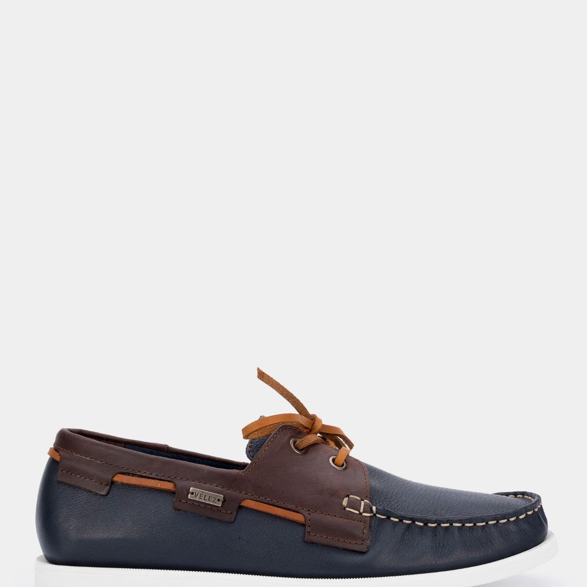 VELEZ - Vélez Zapatos Cordón De Cuero Contrastes Azul Oscuro