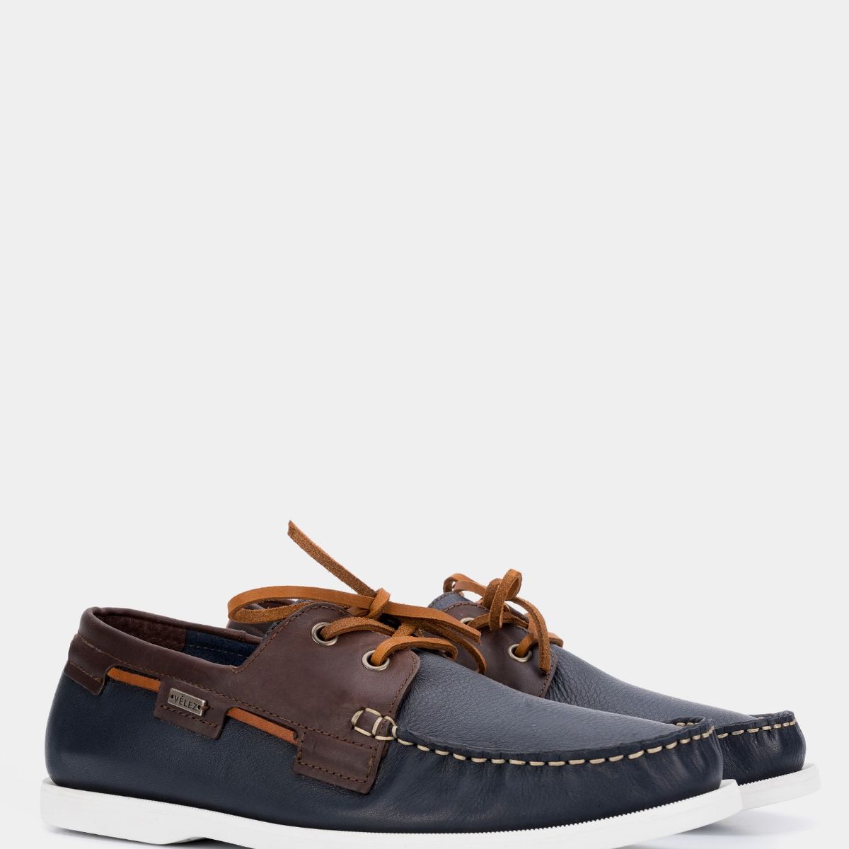 VELEZ - Vélez Zapatos Cordón De Cuero Contrastes Azul Oscuro