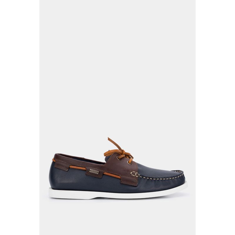 VELEZ - Vélez Zapatos Cordón De Cuero Contrastes Azul Oscuro