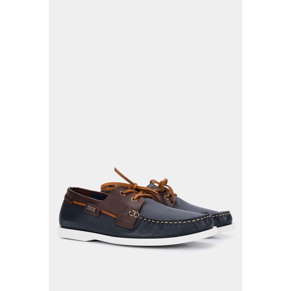 VELEZ - Vélez Zapatos Cordón De Cuero Contrastes Azul Oscuro