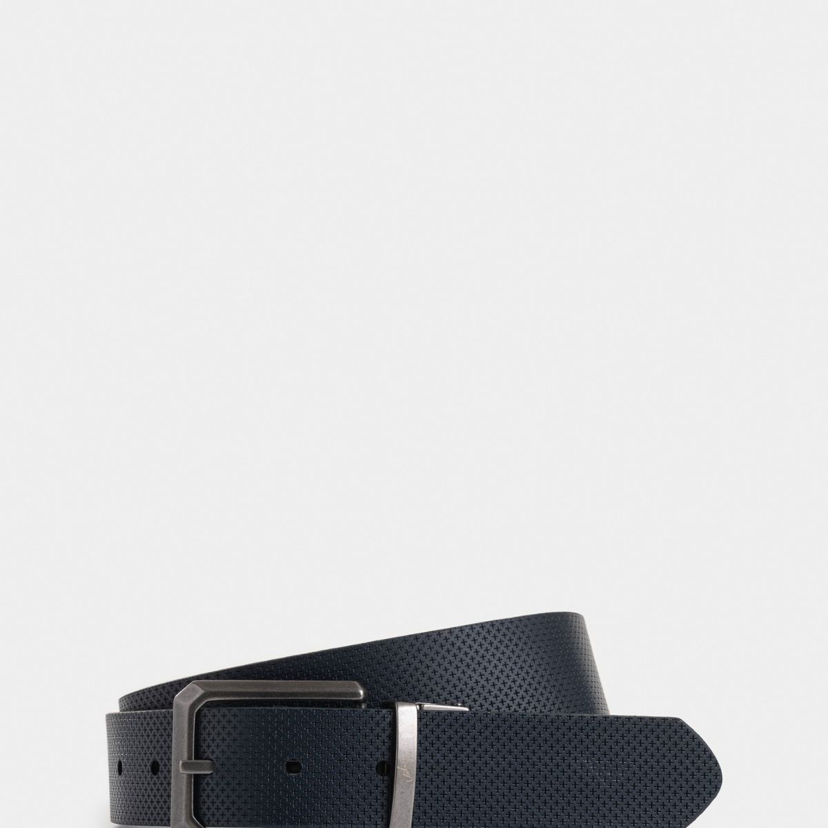 VELEZ - Vélez Cinturón Doble Faz Igor De Cuero Hombre Punta Lanza Azul Oscuro