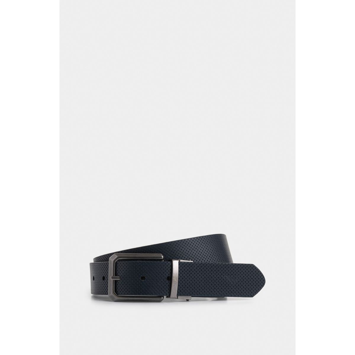 VELEZ - Vélez Cinturón Doble Faz Igor De Cuero Hombre Punta Lanza Azul Oscuro