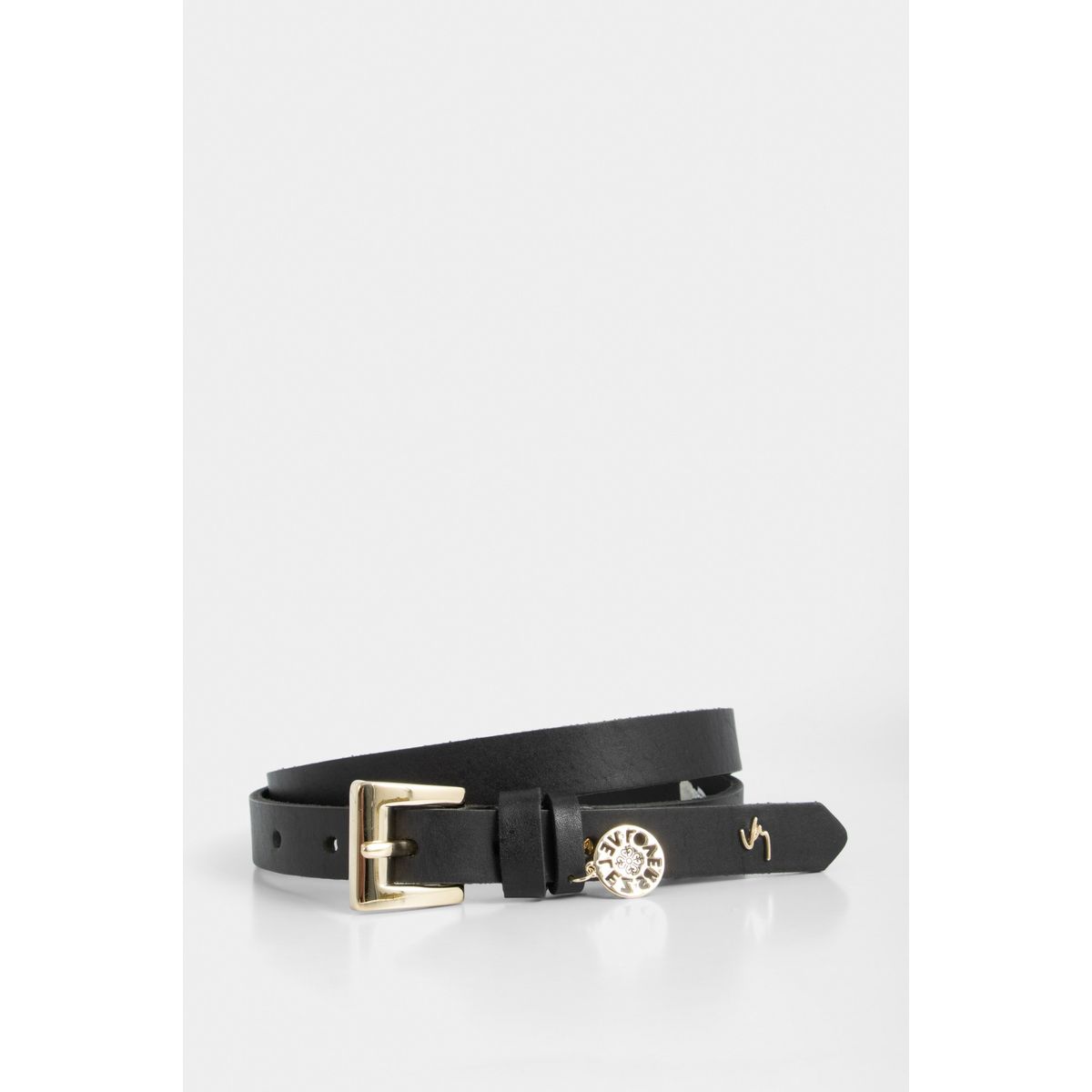 VELEZ - Vélez Cinturón Unifaz Coin De Cuero Delgado Negro