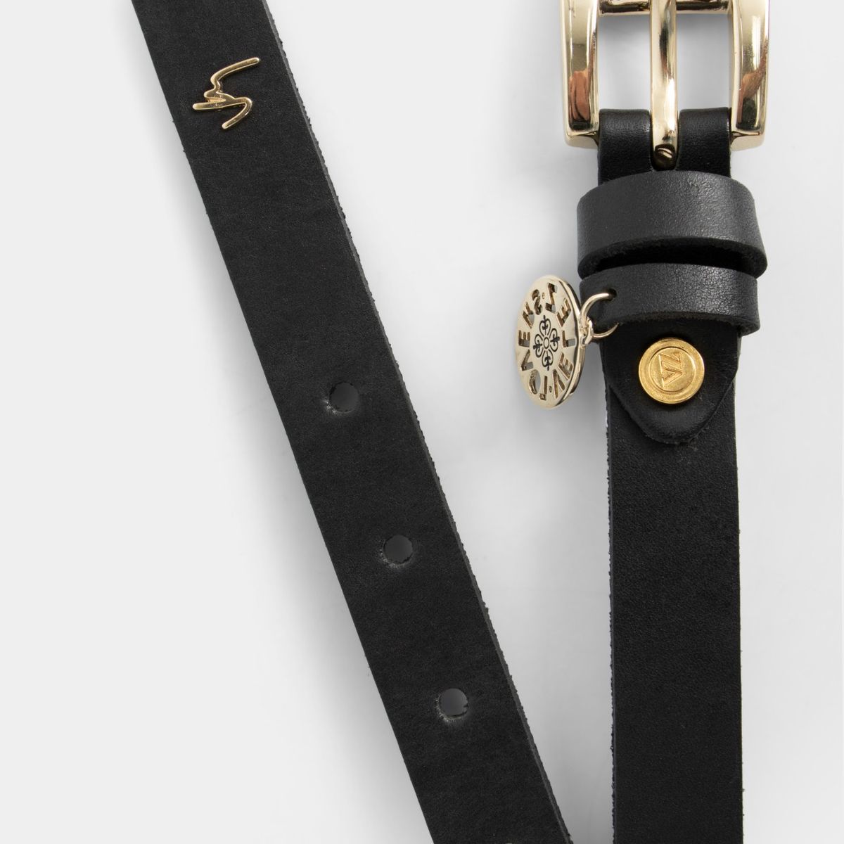 VELEZ - Vélez Cinturón Unifaz Coin De Cuero Delgado Negro