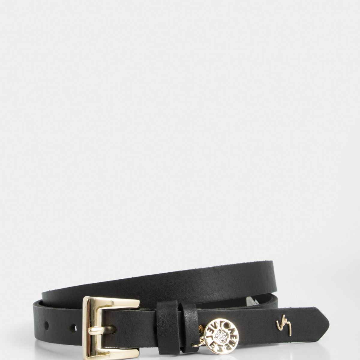 VELEZ - Vélez Cinturón Unifaz Coin De Cuero Delgado Negro