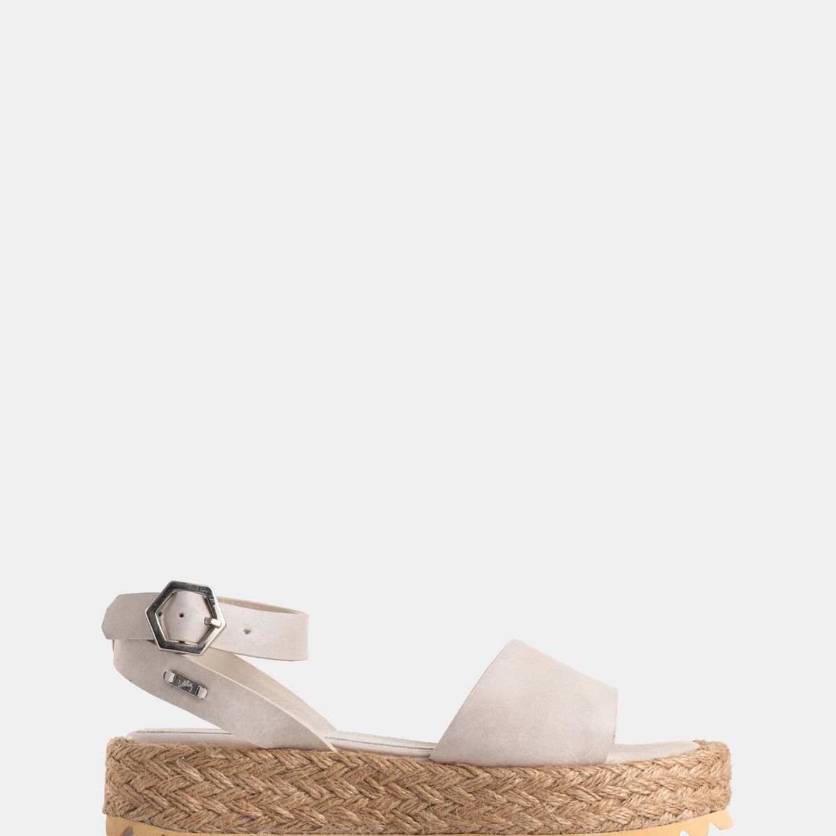 VELEZ - Vélez Sandalia Plataforma Salem De Cuero Mujer Fibra Natural Blanco