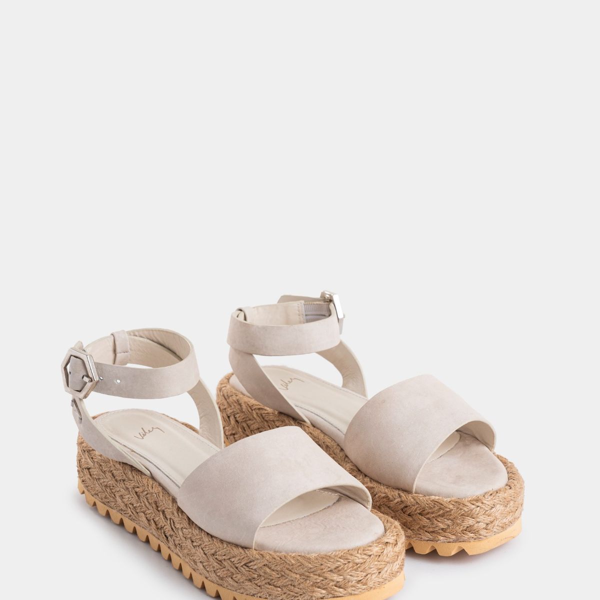 VELEZ - Vélez Sandalia Plataforma Salem De Cuero Mujer Fibra Natural Blanco