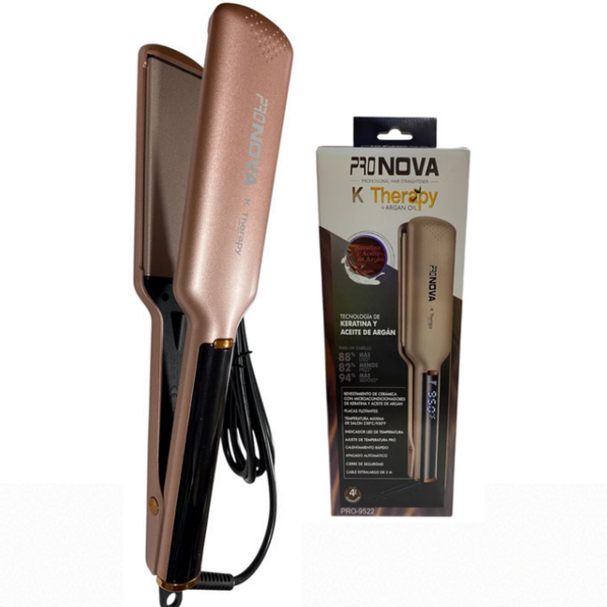 AMERICAN GENERICS - Plancha de Cabello PRONOVA K Therapy con Placas Anchas