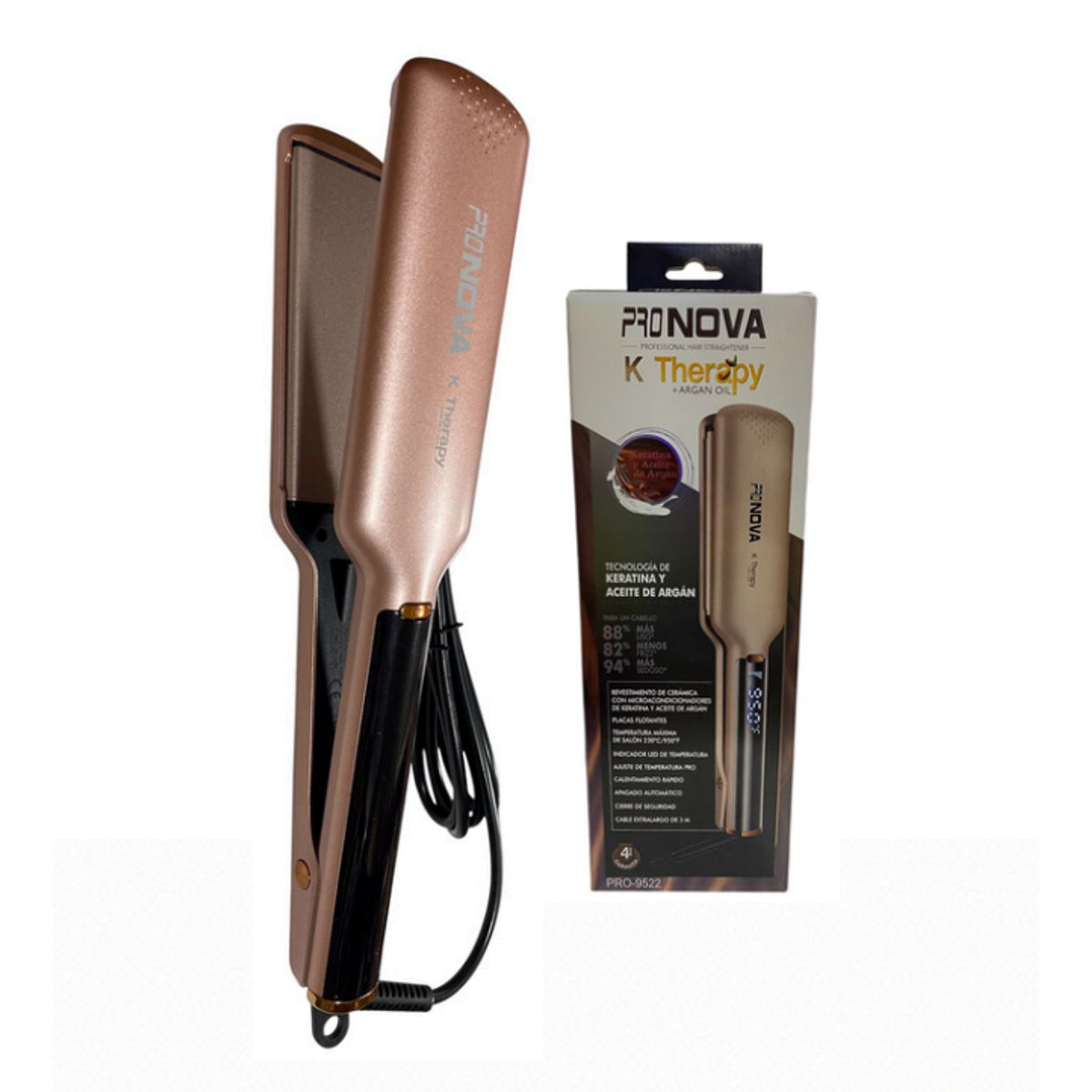 AMERICAN GENERICS - Plancha de Cabello PRONOVA K Therapy con Placas Anchas