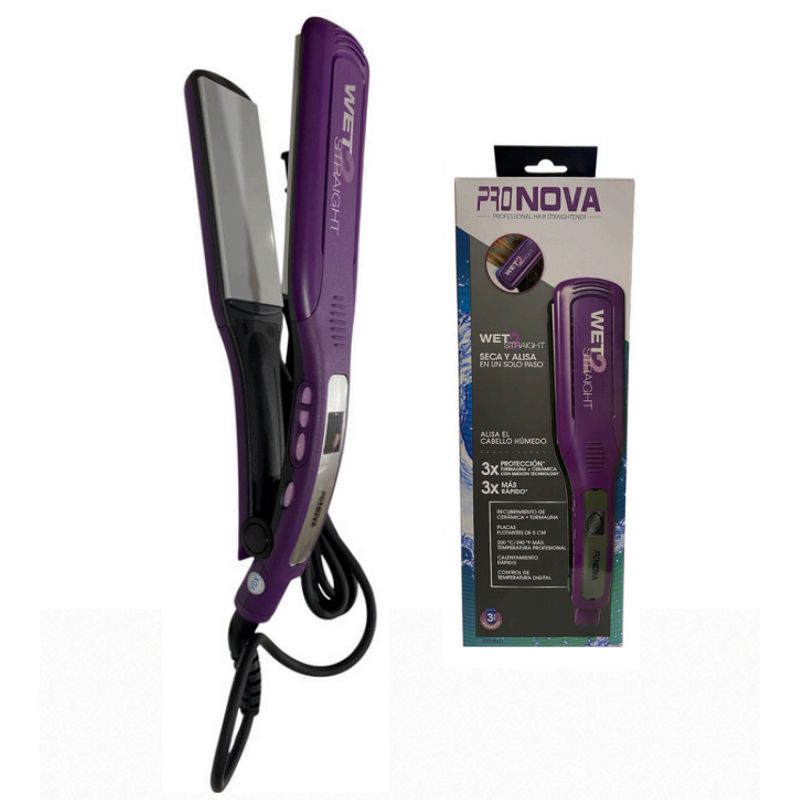 AMERICAN GENERICS - Plancha para Cabello PRONOVA Wet 2 Straight PRO-8001 con Placas Anchas