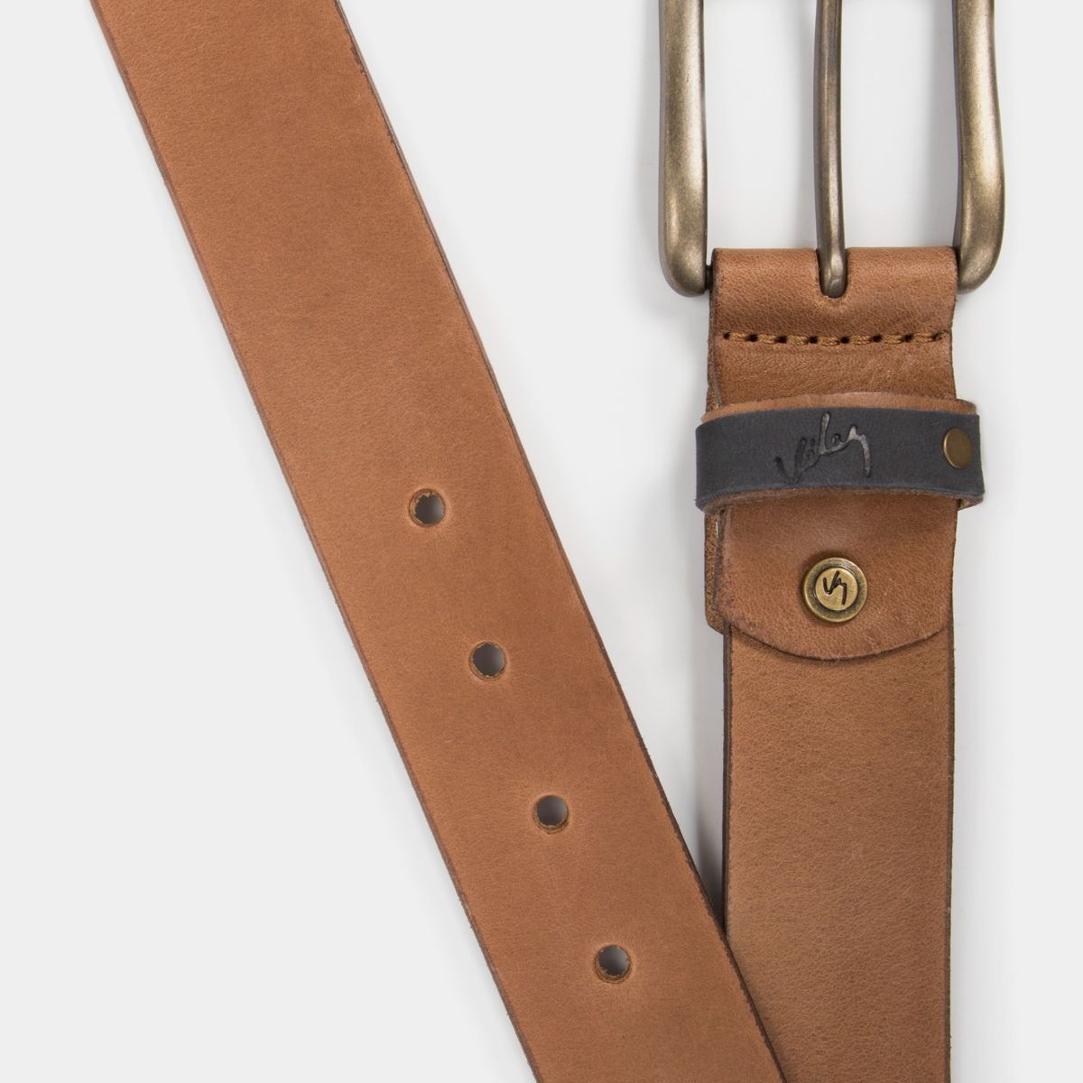 VELEZ - Vélez Cinturón Unifaz Wilde Cuero Hombre Pasador Con Sobrepuesto Miel