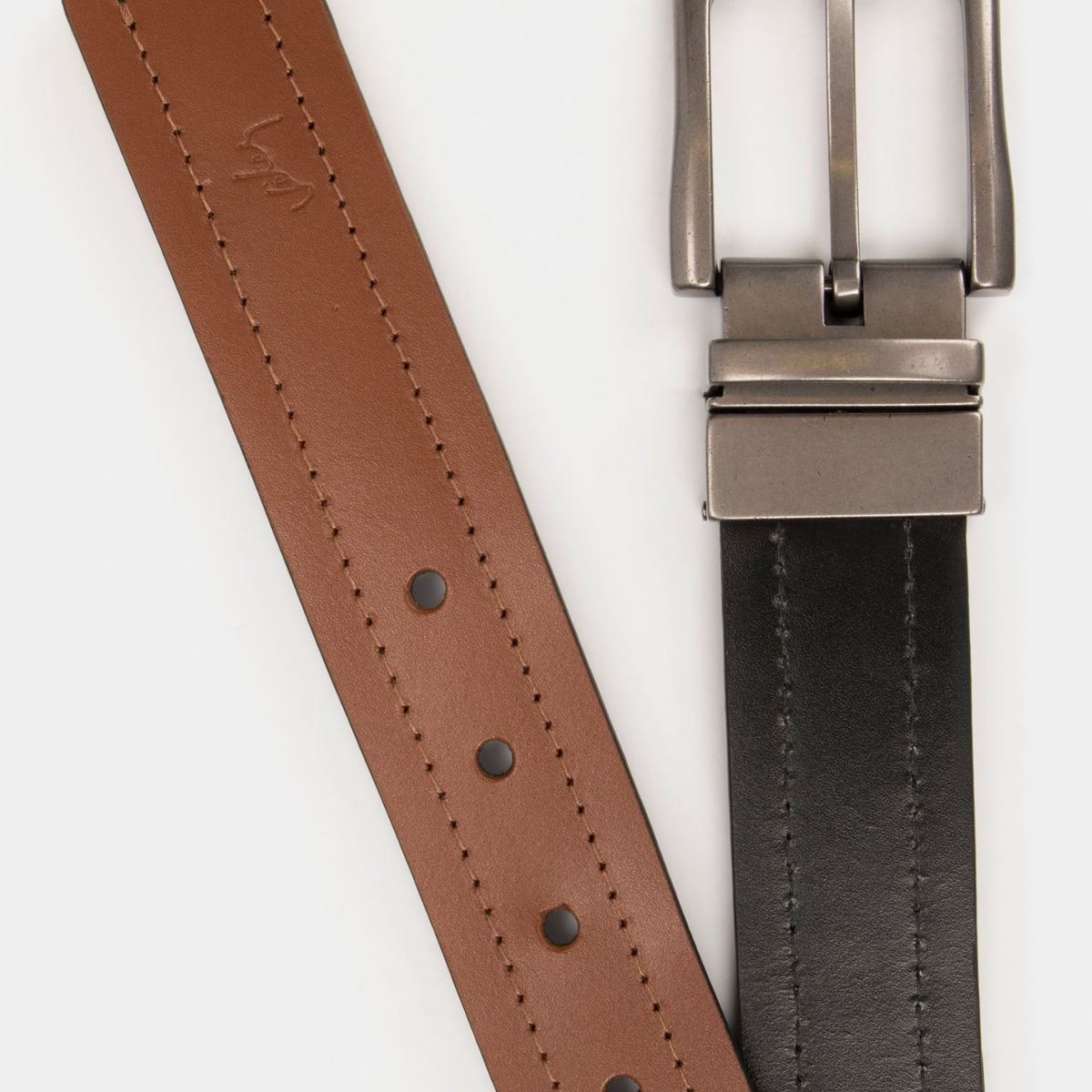 VELEZ - Vélez Cinturón Doble Faz Kafka Cuero Hombre Hebilla Reversible Negro