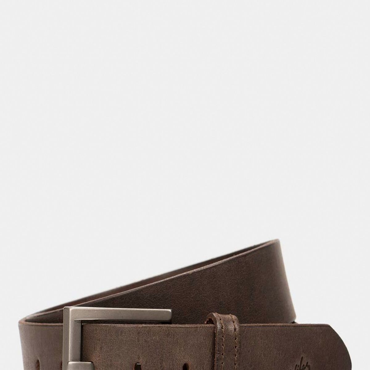 VELEZ - Vélez Cinturón Unifaz Capote De Cuero Hombre Pasador Costuras Cafe