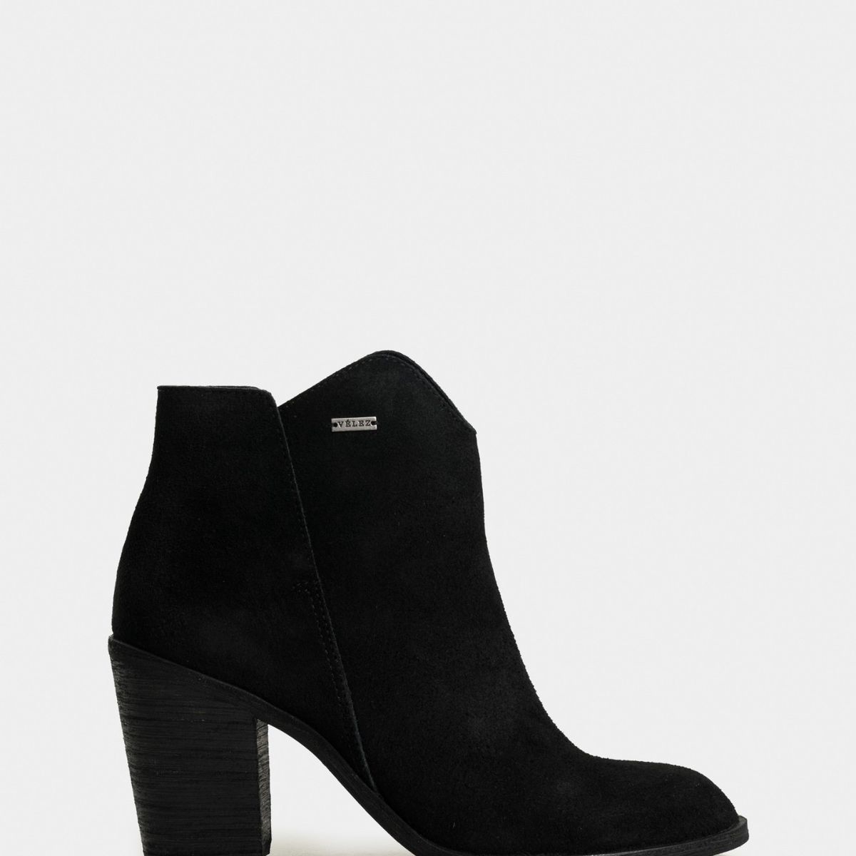 VELEZ - Vélez Botines Alpha De Cuero Gamuzado Mujer Silueta Asimétrica Negro