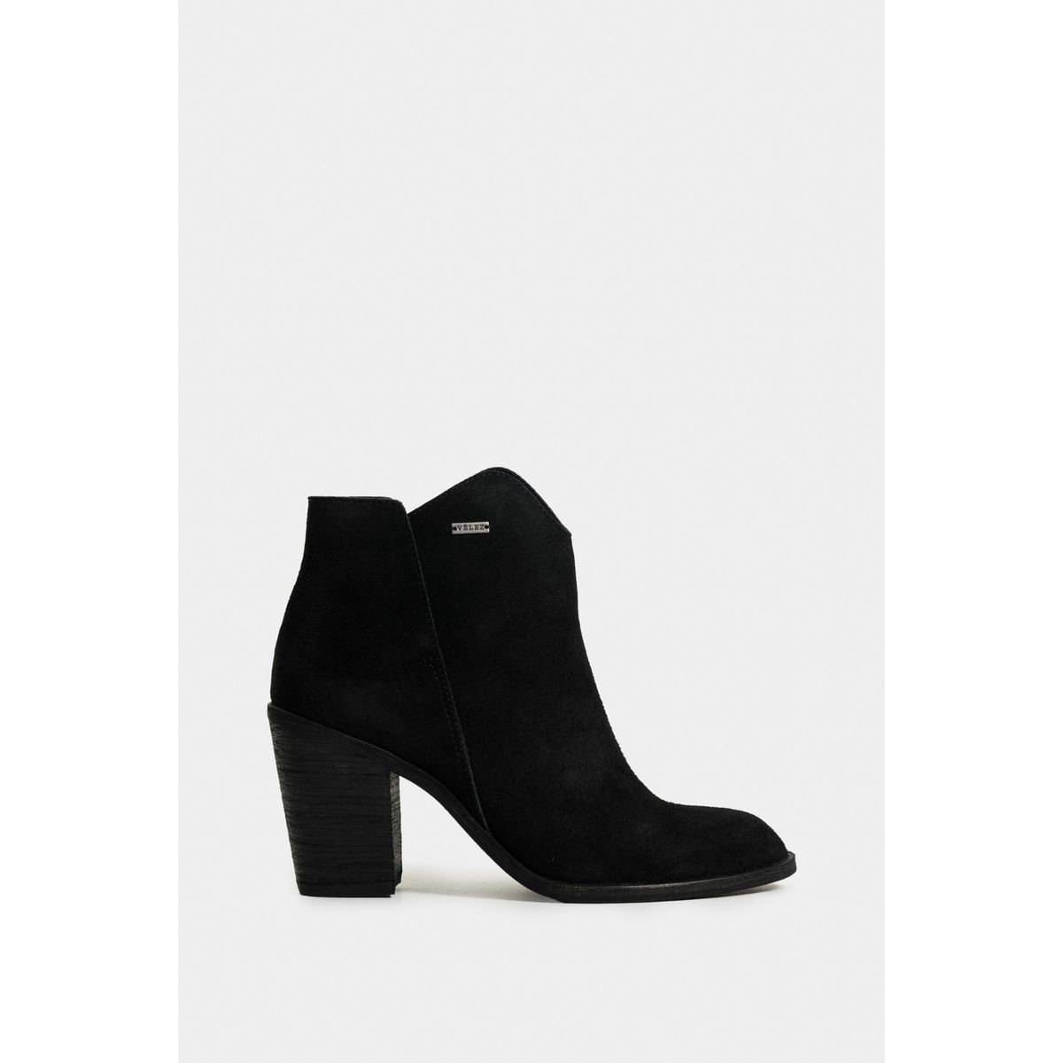 VELEZ - Vélez Botines Alpha De Cuero Gamuzado Mujer Silueta Asimétrica Negro