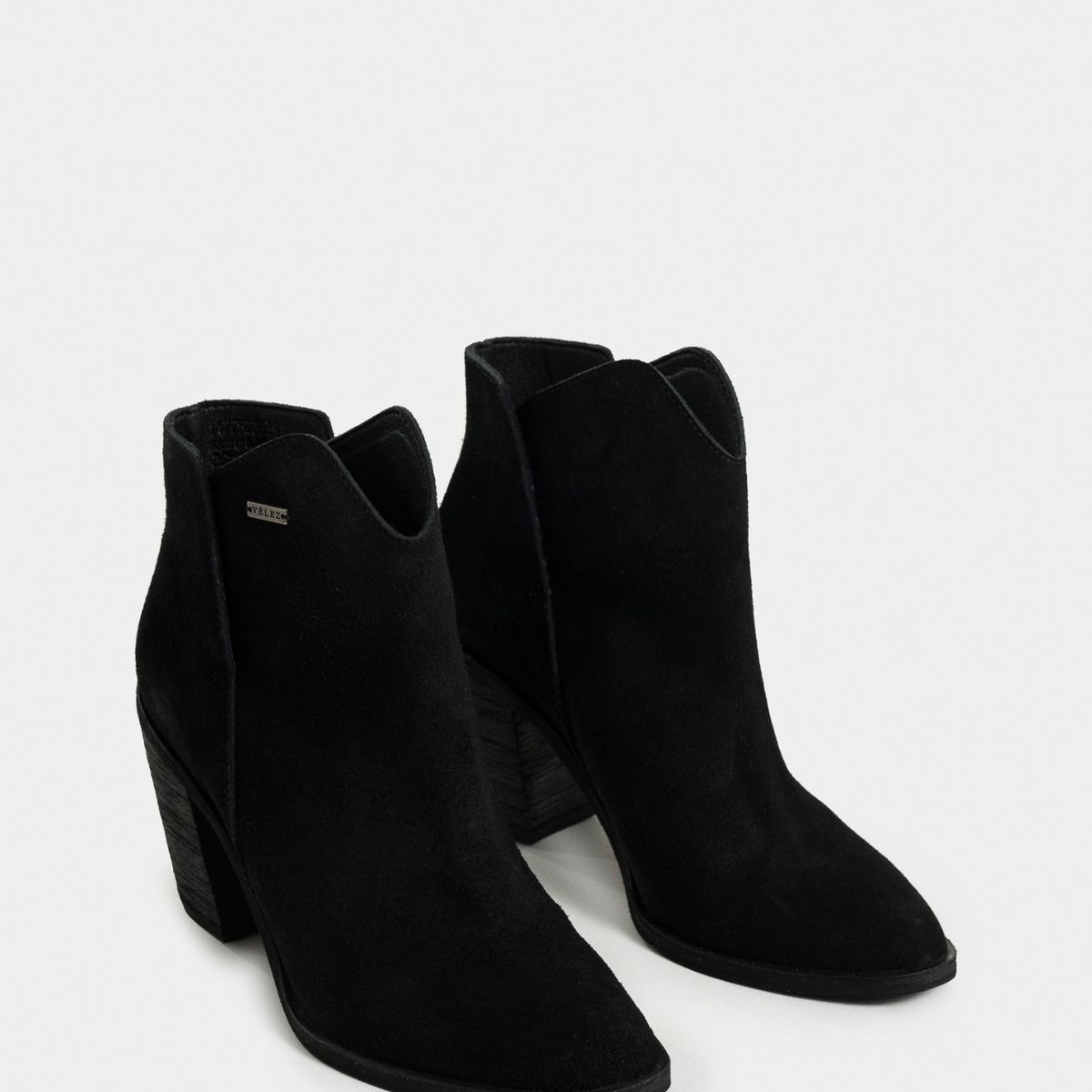 VELEZ - Vélez Botines Alpha De Cuero Gamuzado Mujer Silueta Asimétrica Negro