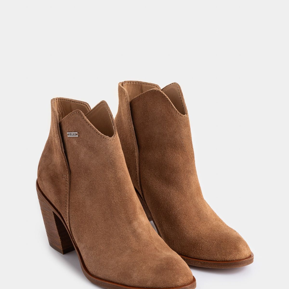 VELEZ - Vélez Botines Alpha De Cuero Gamuzado Mujer Silueta Asimétrica Miel