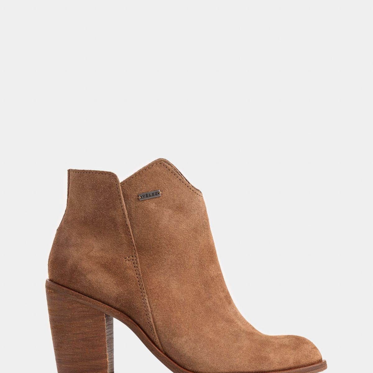 VELEZ - Vélez Botines Alpha De Cuero Gamuzado Mujer Silueta Asimétrica Miel