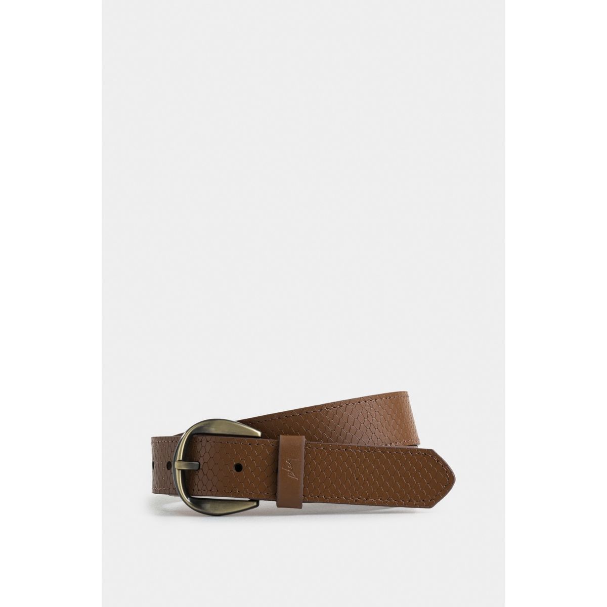 VELEZ - Vélez Cinturón Unifaz Makki De Cuero Para Mujer Placa Reptilia Miel