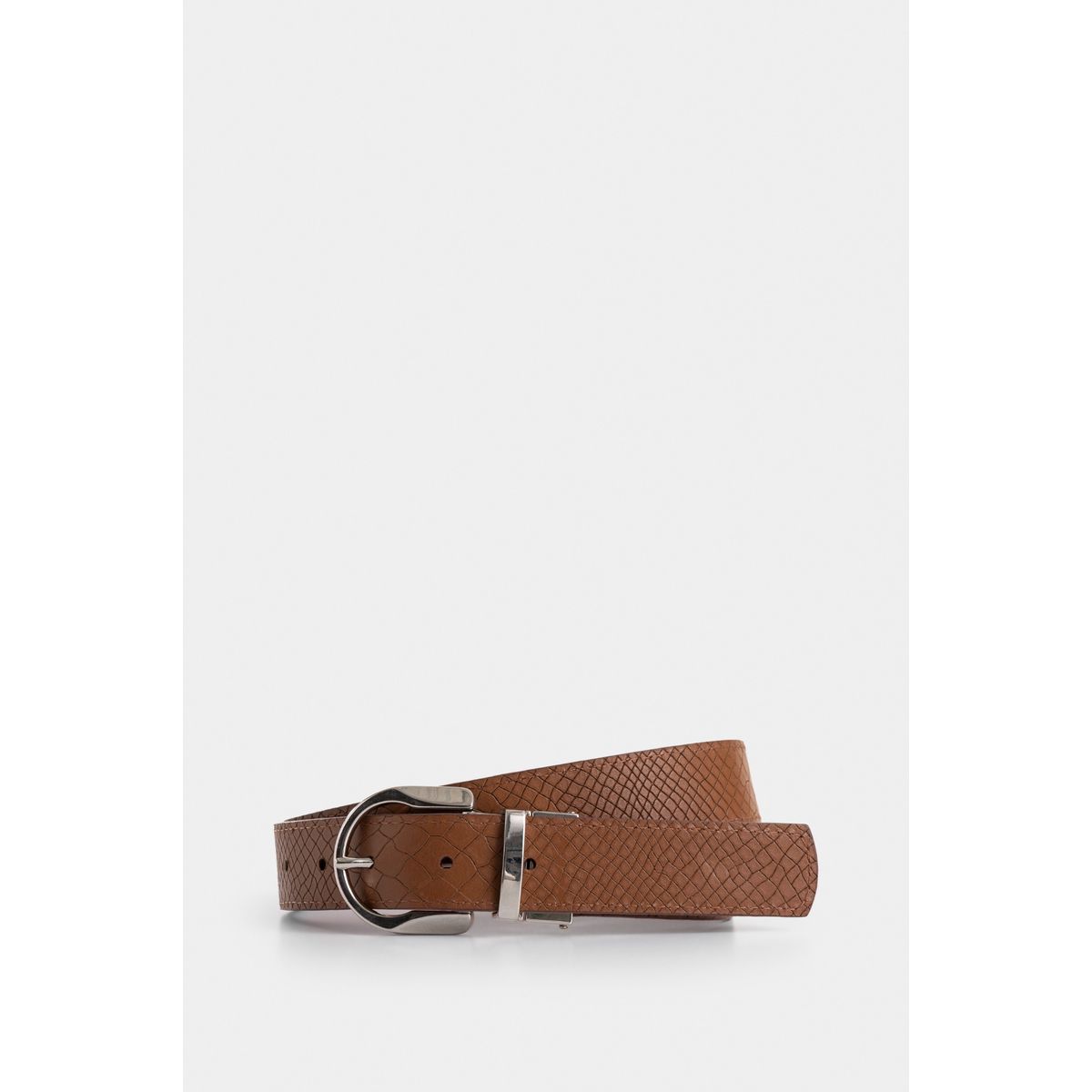 VELEZ - Vélez Cinturón Doble Faz Aki De Cuero Para Mujer Placa Serpiente Miel