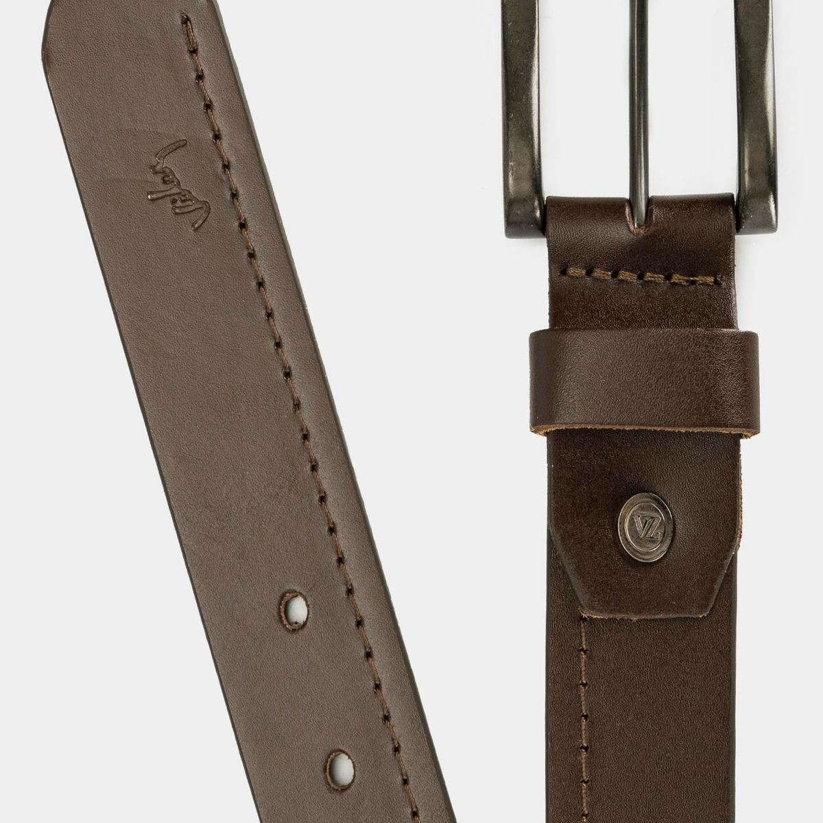 VELEZ - Vélez Cinturón Unifaz Stoker Cuero Hombre Hebilla Pestaña Cuero Cafe