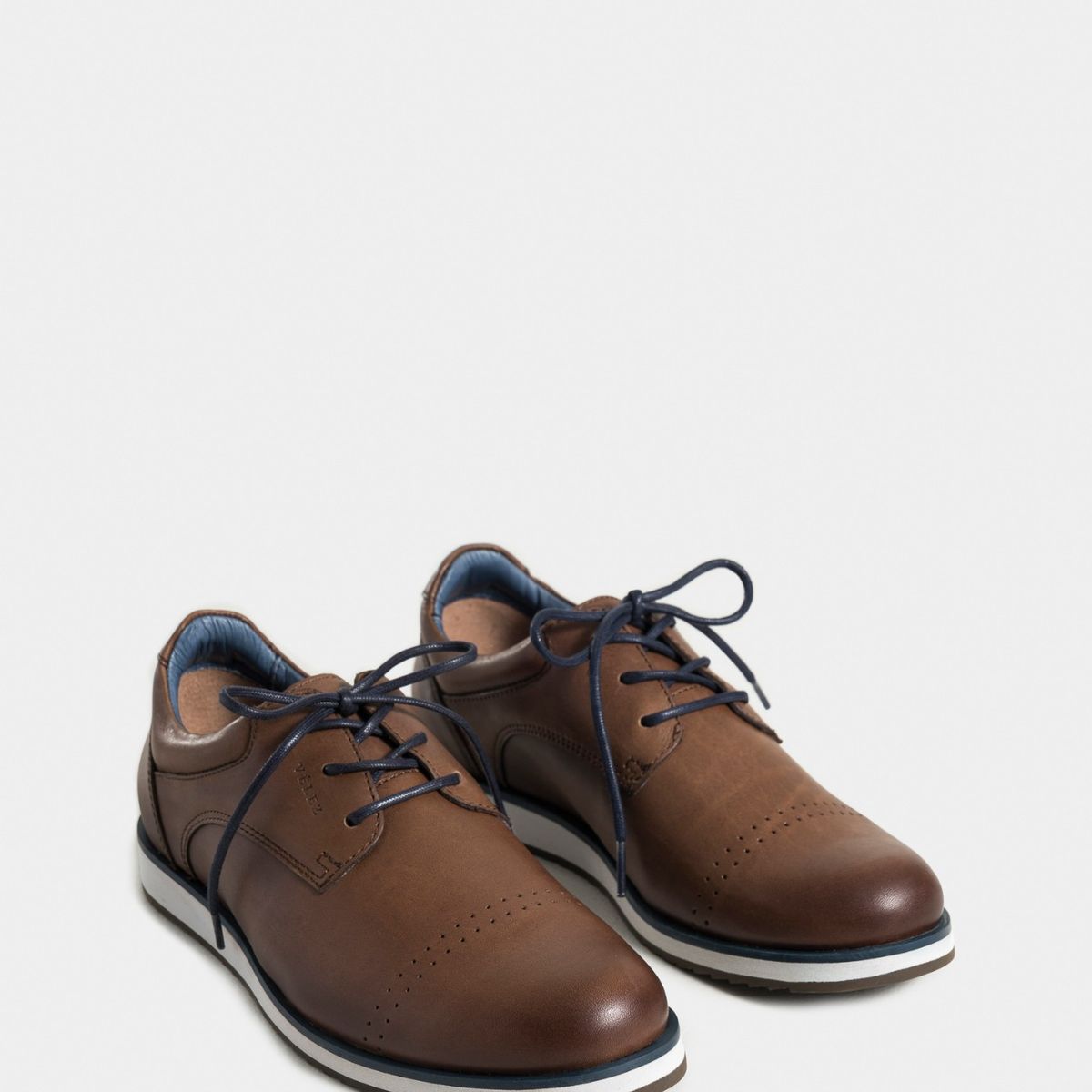 VELEZ - Vélez Zapatos Cordón Piero Cuero Hombre Suela Deportiva Cafe