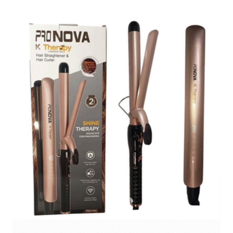 AMERICAN GENERICS - Set de Plancha y Rizadora PRONOVA PRO-2603 K Therapy – 2 en 1