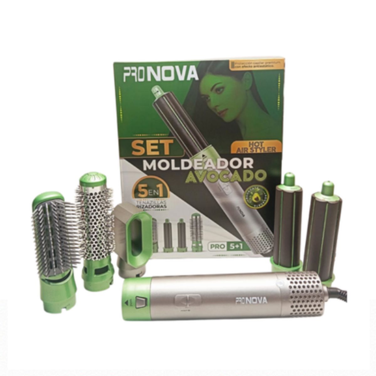 AMERICAN GENERICS - Set Cepillo Moldeador PRONOVA PRO-5 en1 Avocado