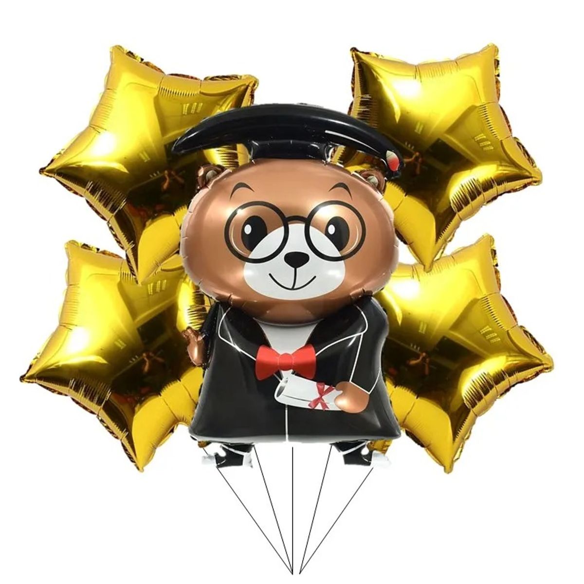 GENERICO - Globo Graduación Forma De Oso Con Estrellas Doradas