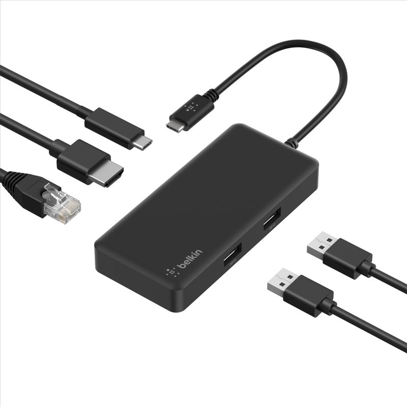BELKIN - Belkin Hub 5 En 1 Usb C Pd 86w/hdmi 4k 60hz/lan Rj45 gigabit /2x Usb A USB  3.1 Gen 1