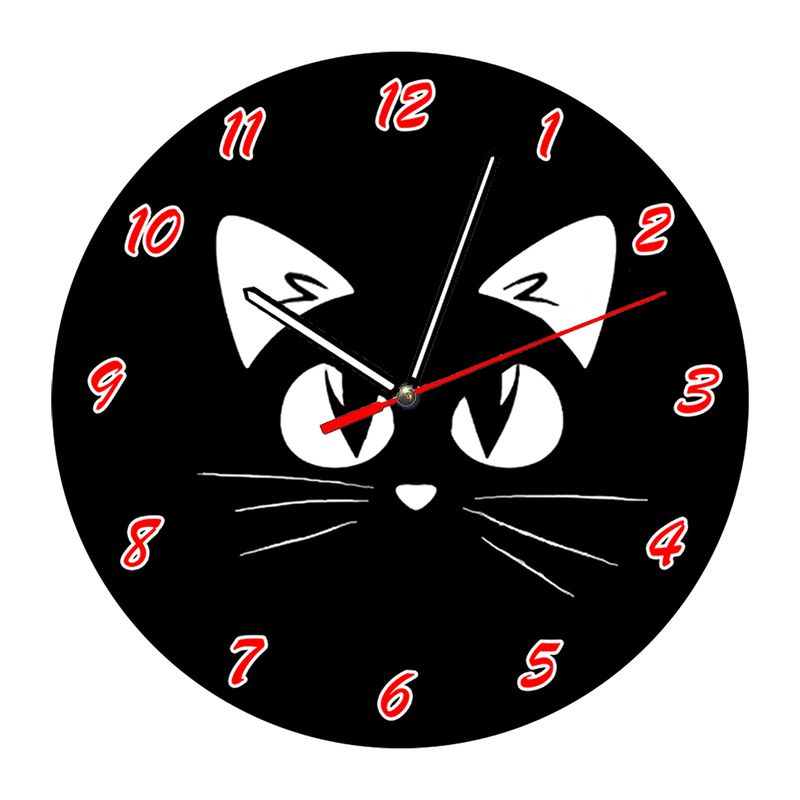 GENERAL - Reloj de Pared De Gato Imagen Digital y Madera MDF V1