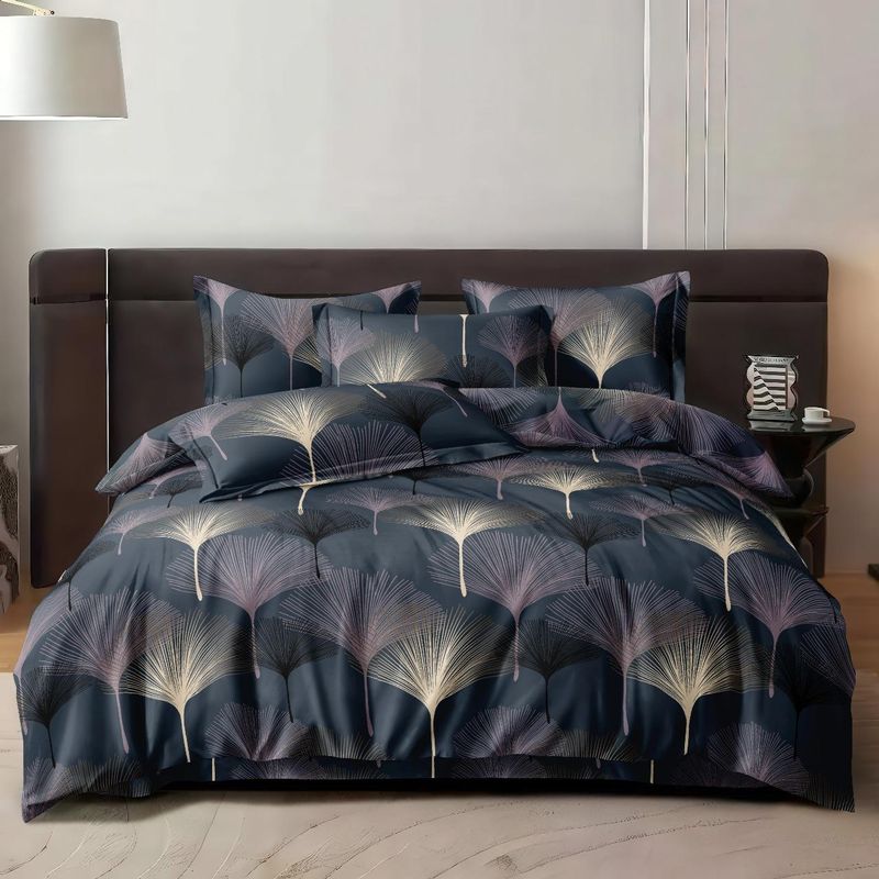 SIRENITAS - Juego de sabanas Cama Premium Hojas Negro