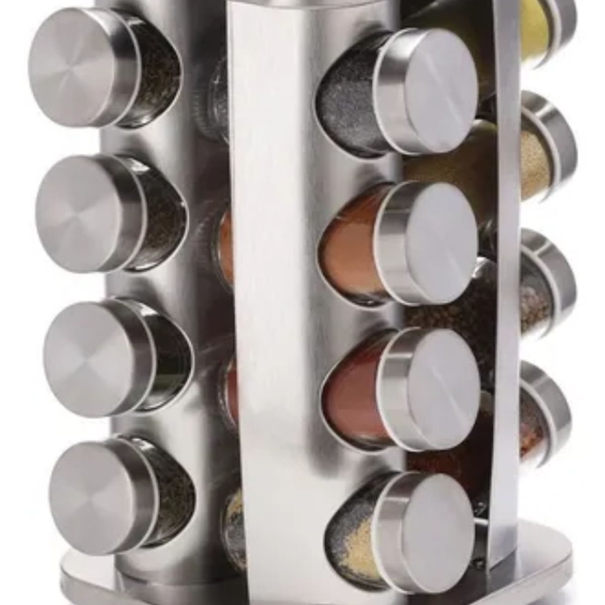 GENERICO - Soporte giratorio de acero inoxidable para condimentos, 16 tarros