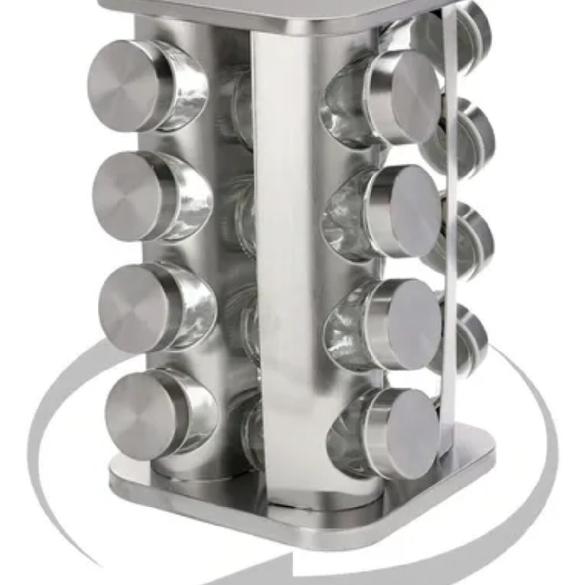 GENERICO - Soporte giratorio de acero inoxidable para condimentos, 16 tarros