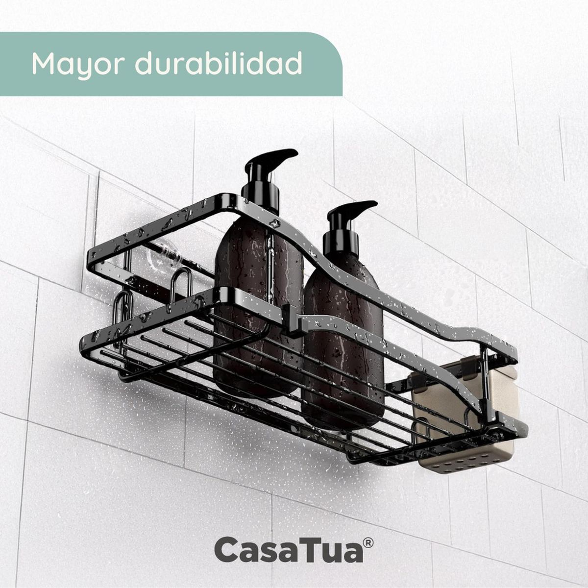 CASATUA - Organizador De Ducha Repisa Baño Jabonera Set x 4 Acero Inox
