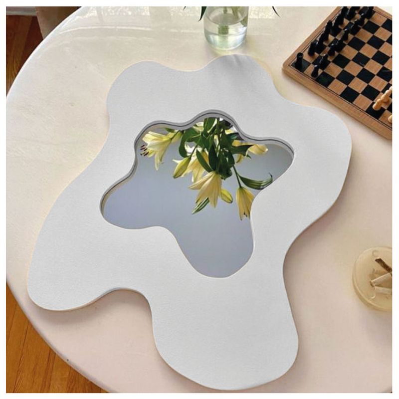 GENERICO - Espejo Decorativo Blanco con Forma Orgánica