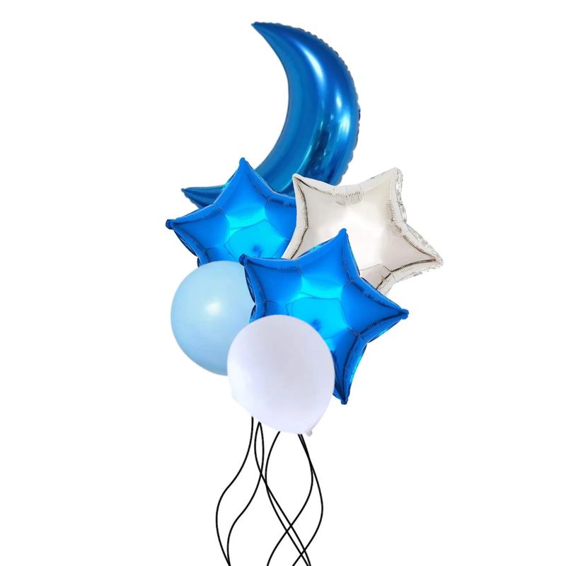 GENERICO - Globos Metalizados Luna Estrellas Decoración Fiestas Azul