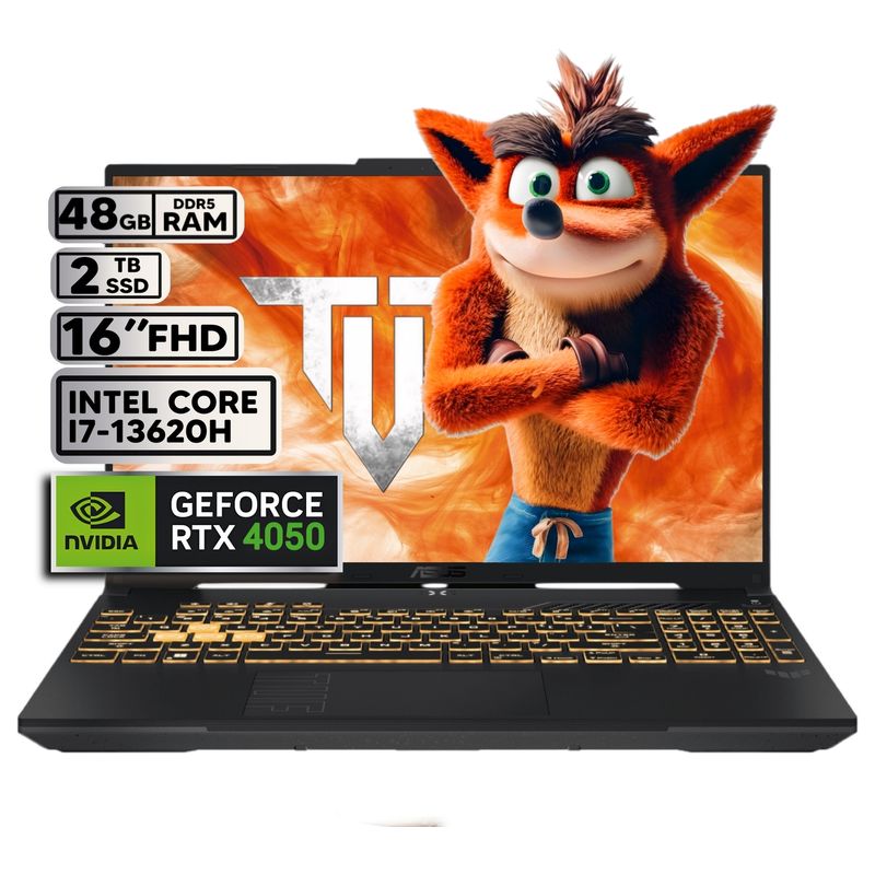 ASUS - PORTÁTIL GAMER ASUS INTEL CORE I7-13620H 48GB RAM 2TB SSD RTX 4050 6GB 16" FHD MECHA GRAY