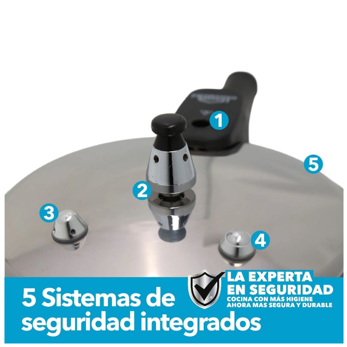 HOME ELEMENTS - Olla A Presion 5,6 Lt Tapa Acero Inoxidable Home Elements