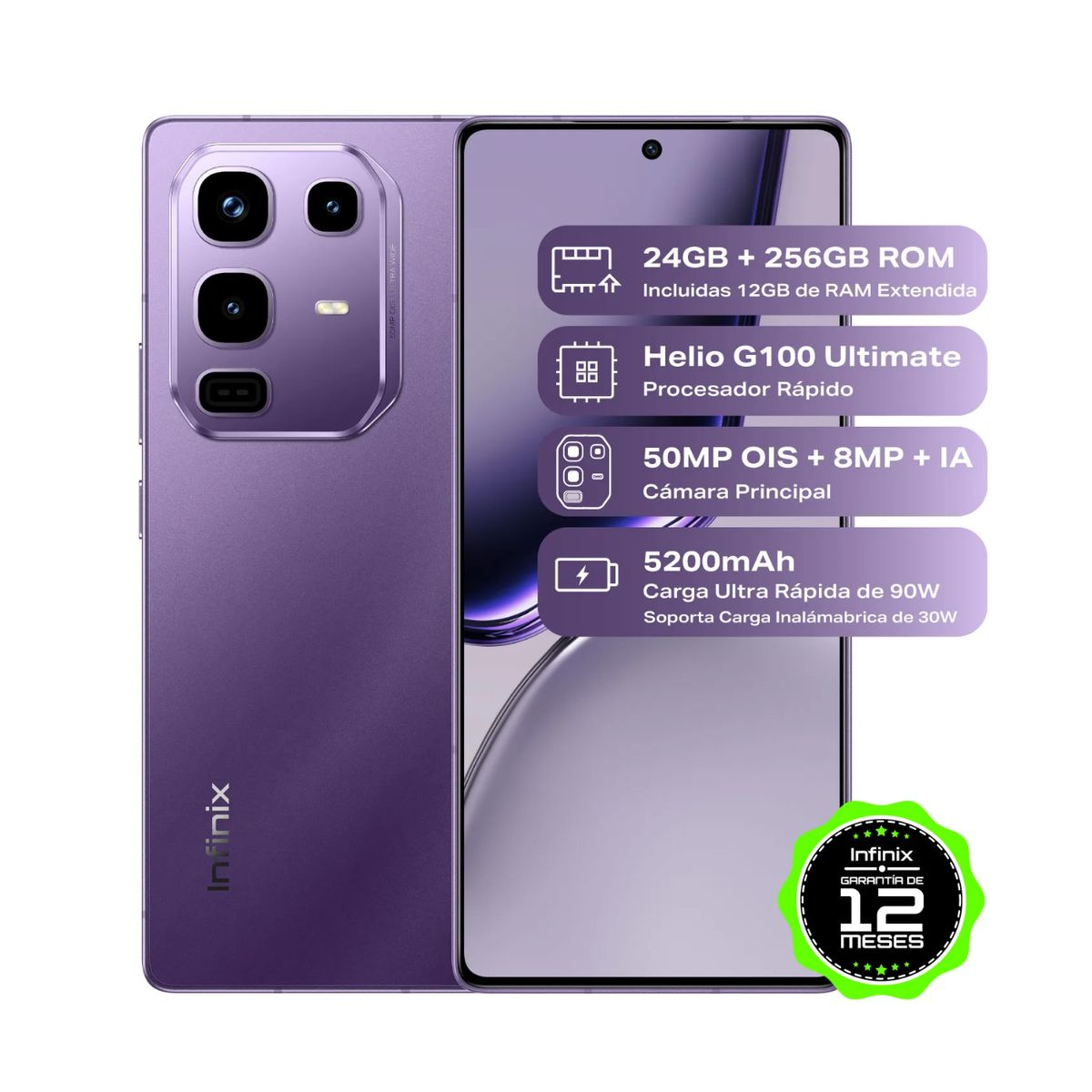 INFINIX - Celular Infinix Note 50 Pro 256Gb/12+12Ram Morado + Obsequio