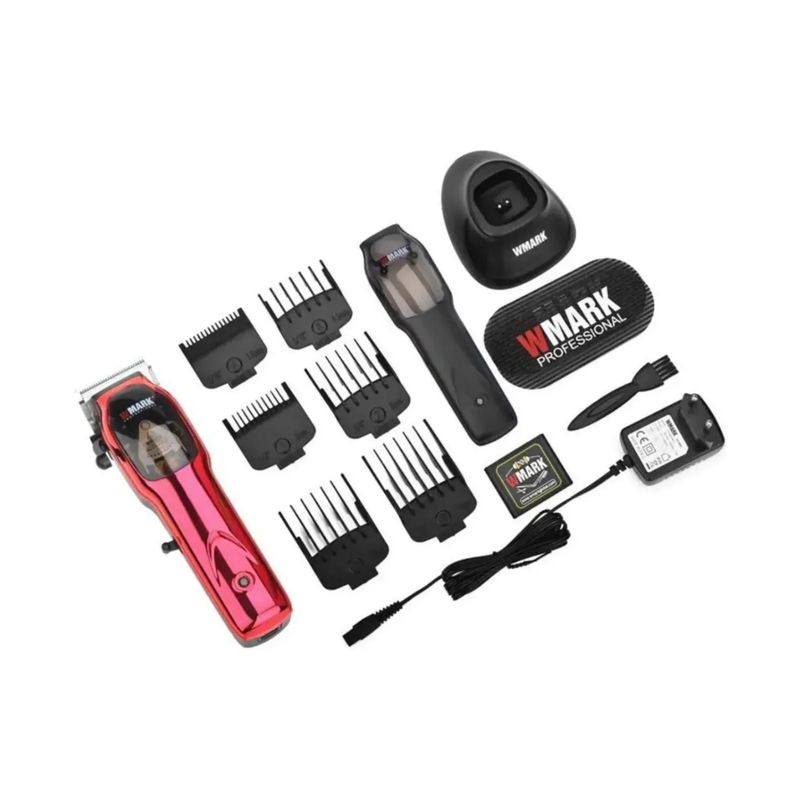 GENERICO - Kit Maquina Peluquera Profesional WMARK NG-9002ROJO