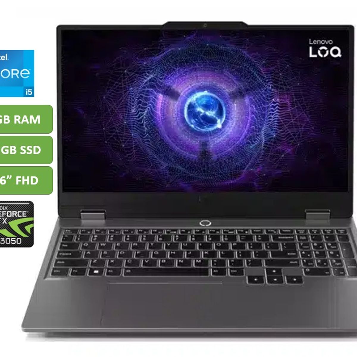 LENOVO - PORTATIL LENOVO LOQ - CORE I5 12450HX - 24GB RAM - 512GB SSD - 15,6" FHD - RTX 3050 6GB - MOD 15IAX9