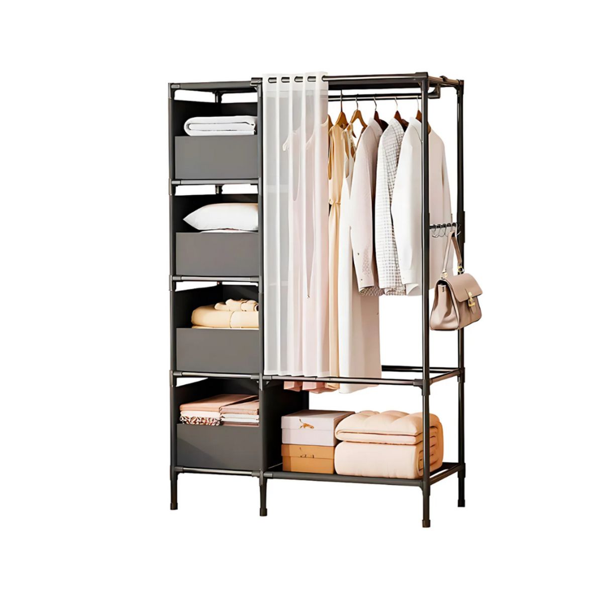 GENERICO - Closet Ropero Armario Perchero Organizador Con Cortina