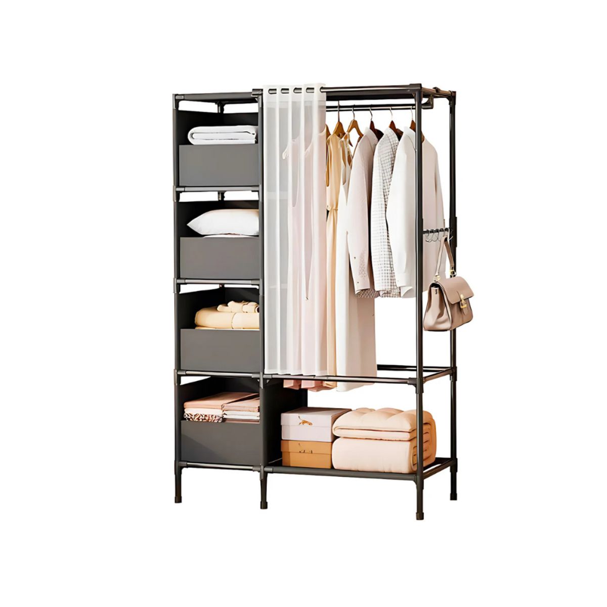 GENERICO - Closet Ropero Armario Perchero Organizador Con Cortina