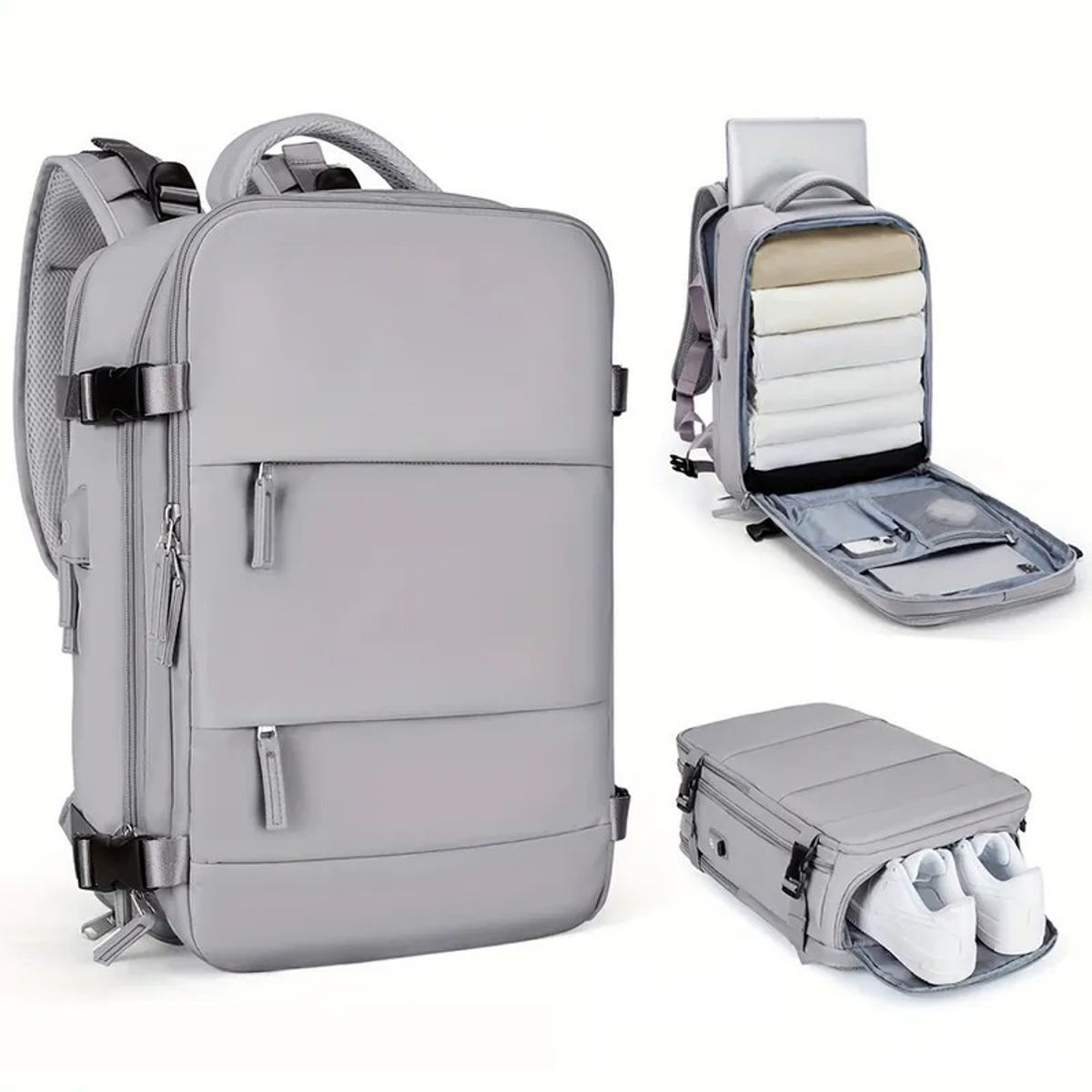 GENERICO - Maleta De Mano Amazon Para Cabina Viajera Bolsillo Zapatos gris