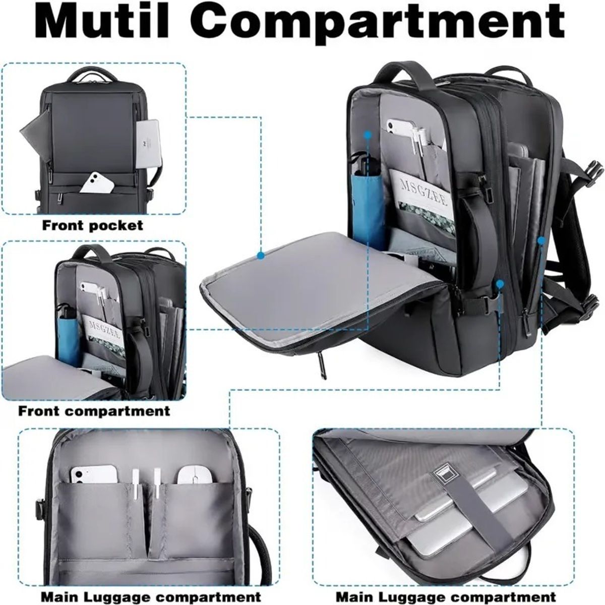 GENERICO - Maleta De Mano Amazon Para Cabina Viajera Bolsillo Zapatos gris