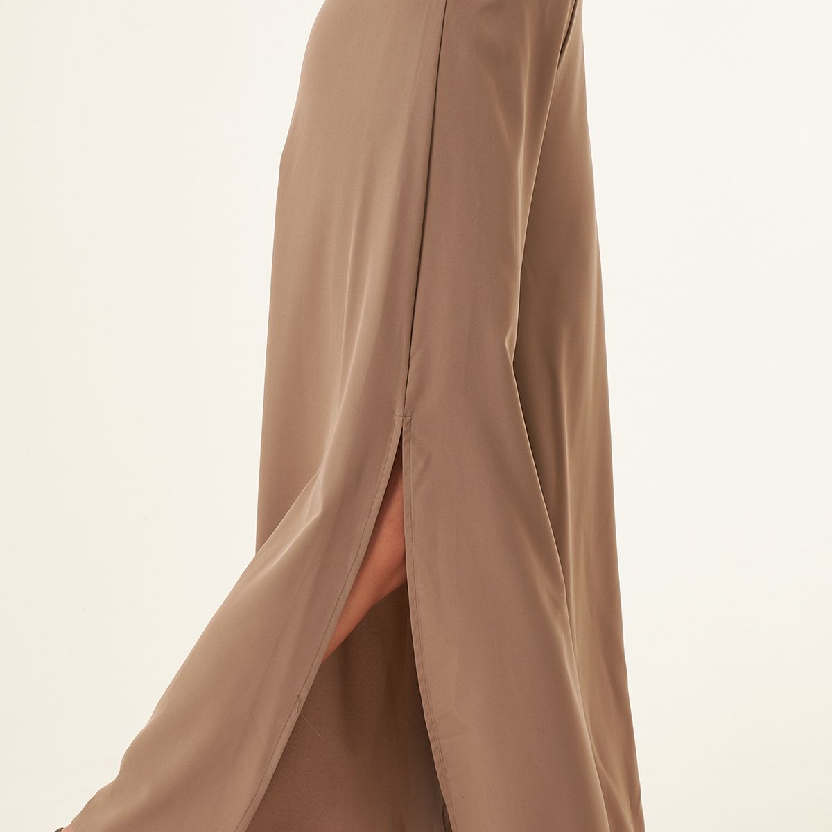 BELIFE - Pantalón café con aberturas para mujer