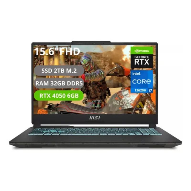 MSI - Portatil Msi Cyborg 15 Intel Core I7 13620H Ssd 2TB Ram 32GB RTX 4050 6GB