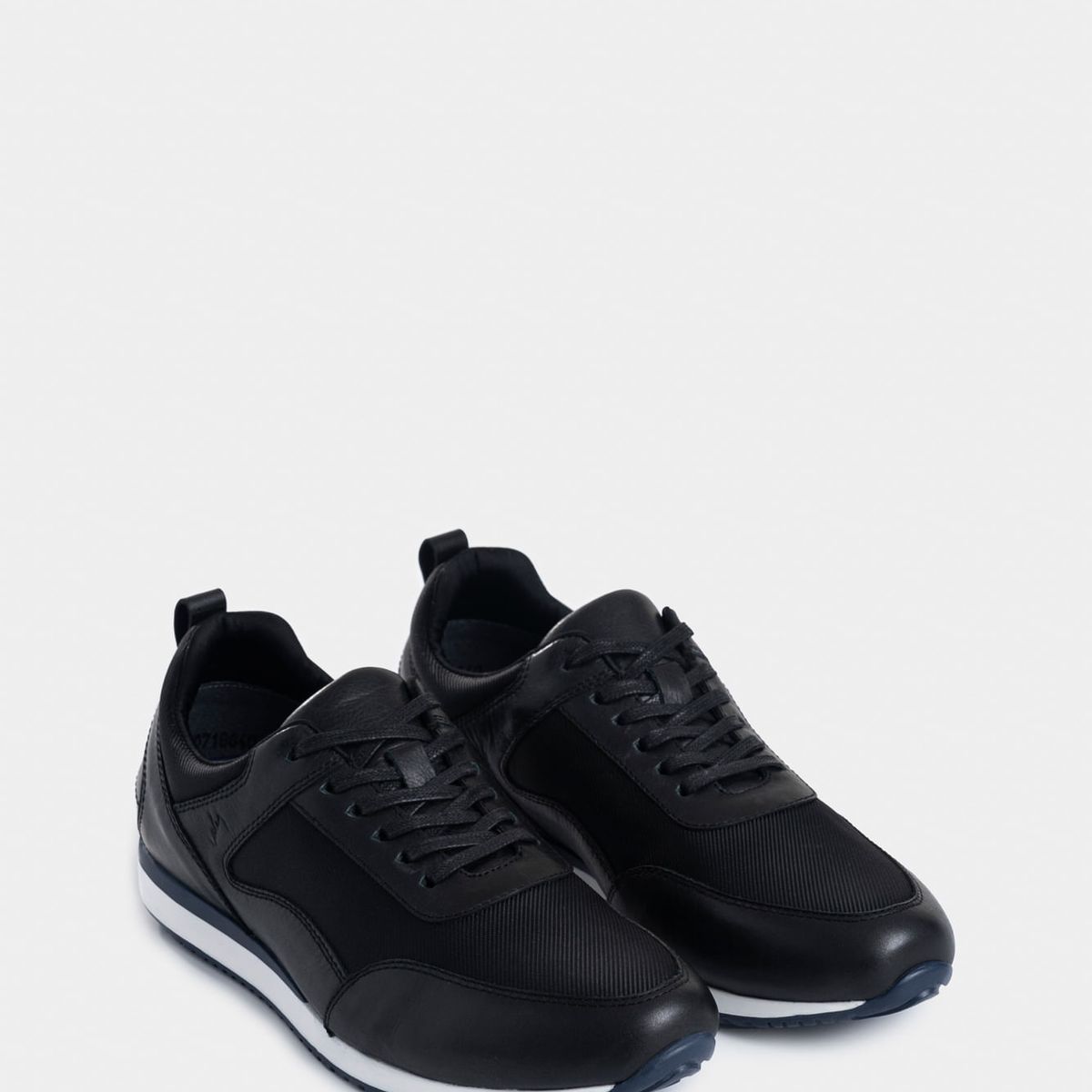 VELEZ - Vélez Tenis Engeil 3 De Cuero Para Hombre Detalle Textil Negro