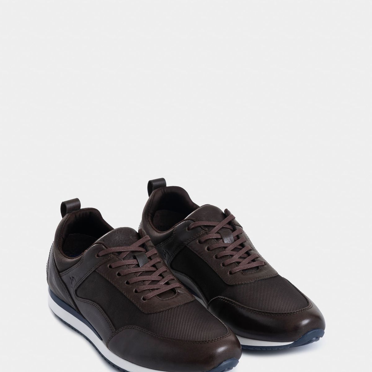 VELEZ - Vélez Tenis Engeil 3 De Cuero Para Hombre Detalle Textil Cafe